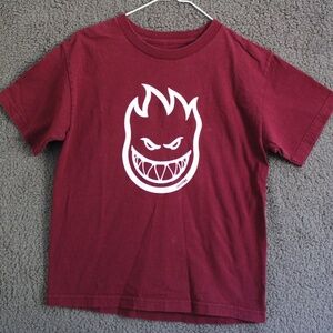 Spitfire Wheels Youth L Red Maroon Casual Short Sleeve Crew Neck T Shirt